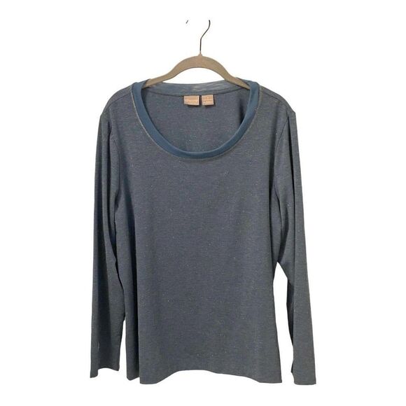 Chicos Zenergy Women's Sparkle Blue Long Sleeve Top Size Chico's 3 /XL - Picture 1 of 9
